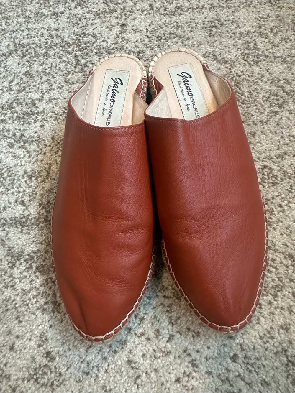 Gaimo Rust Leather Espadrille Slide-On Sandals 40/9